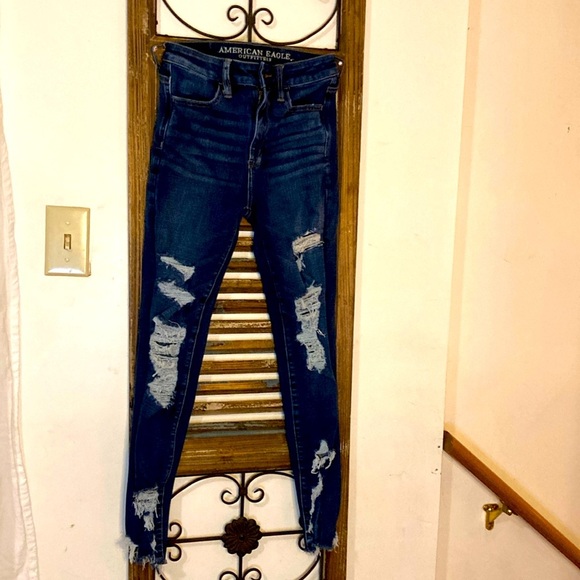 American Eagle outfitters size 00 girls Jeans super super stretch - Picture 1 of 7